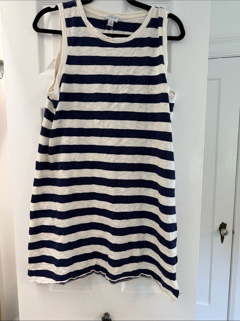 J. Crew Navy and Cream Striped Sleeveless Tank Dress